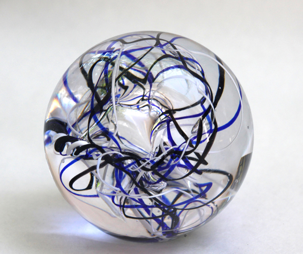 Click to view detail for Paperweight - Blue, White and Black Abstract $66